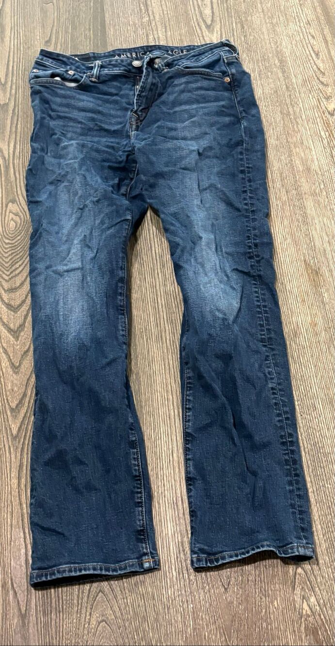 American Eagle Outfitters Men's Airflex+ Straight Jeans Blue Denim Size 32x32
